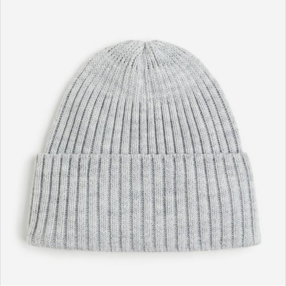 Rib Knit Hat H&M Beanie Wide Foldover Cuff Light Grey NEW with TAGS - Picture 2 of 6